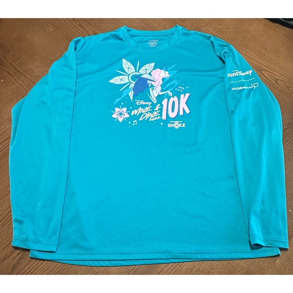 RunDisney Wine & Dine 10k 2022 Long Sleeve Shirt Adult XL Raya Dragon Blue 50th‎